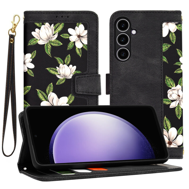 Husa personalizata fete Samsung Galaxy S23 FE Techsuit FlipCraft, negru