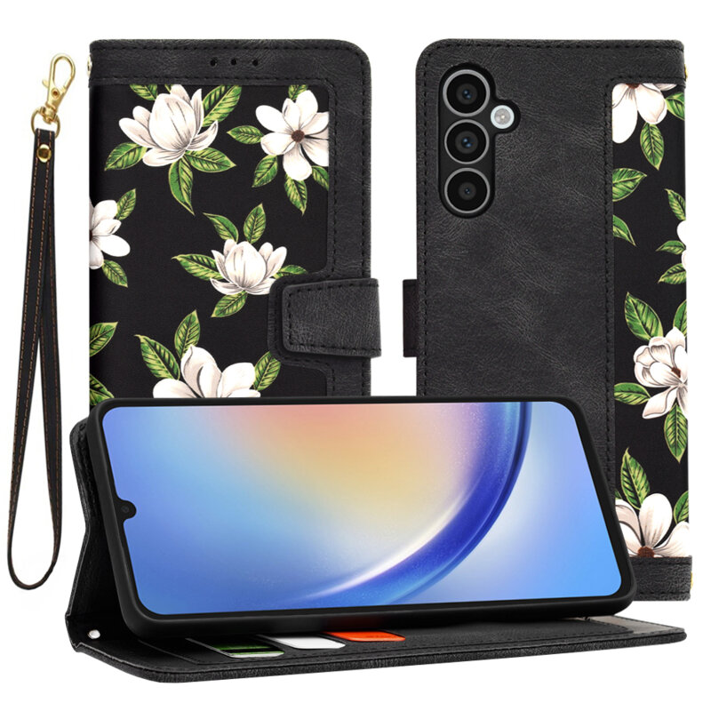 Husa personalizata fete Samsung Galaxy A34 5G Techsuit FlipCraft, negru