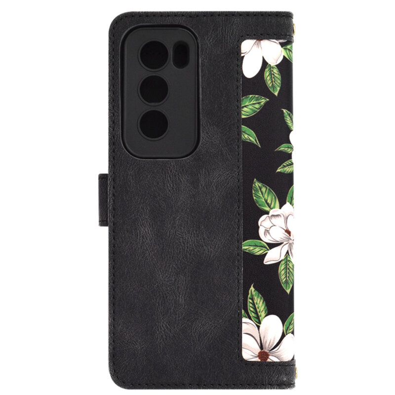 Husa personalizata fete Oppo Reno12 Techsuit FlipCraft, negru
