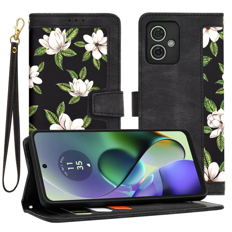 Husa personalizata fete Motorola Moto G54 Power Edition Techsuit FlipCraft, negru