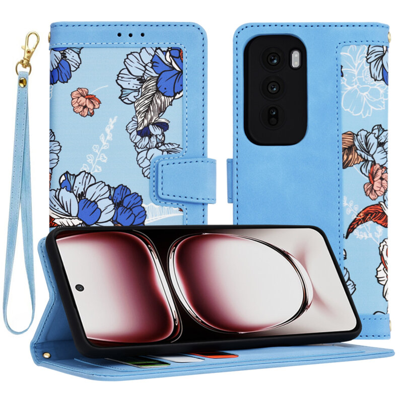 Husa personalizata fete Oppo Reno12 Pro Techsuit FlipCraft, bleu