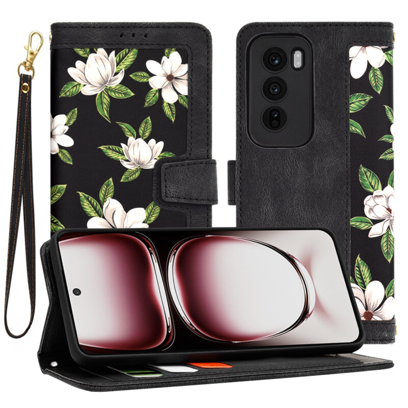 Husa personalizata fete Oppo Reno12 Pro Techsuit FlipCraft, negru