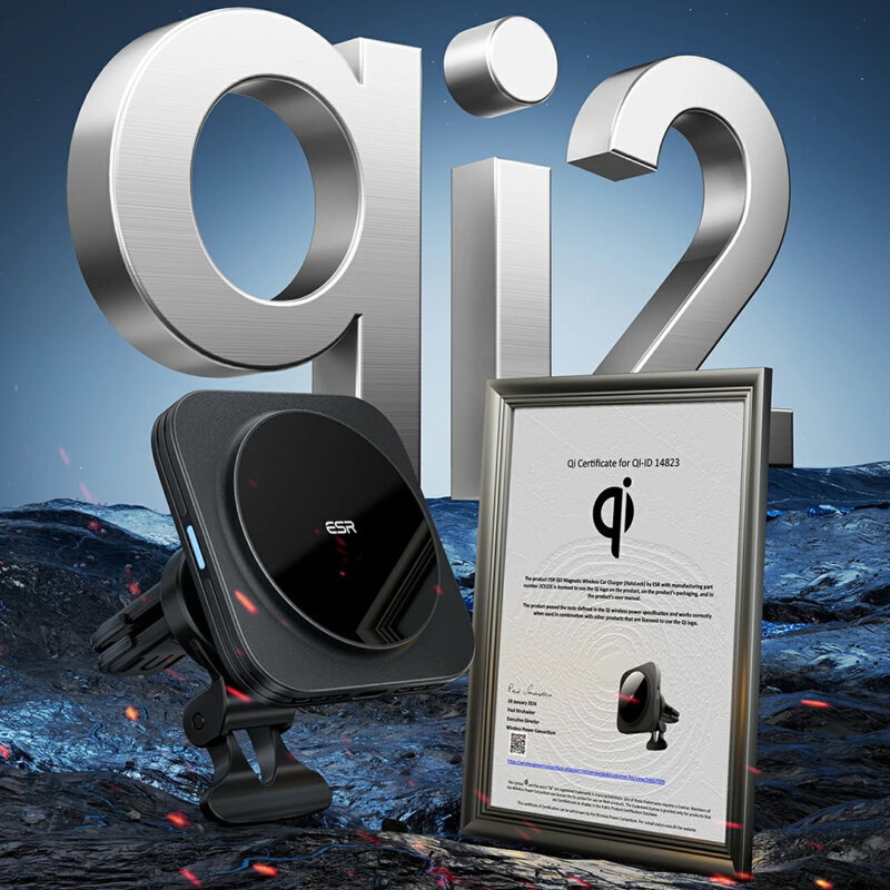 Suport auto telefon incarcare MagSafe Qi2 ESR CryoBoost HaloLock