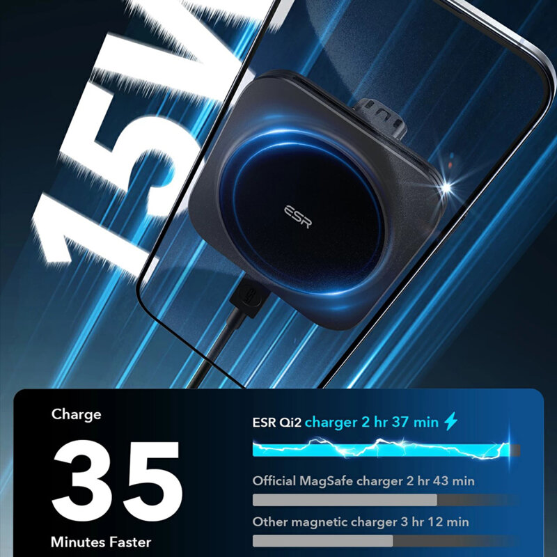 Suport auto telefon incarcare MagSafe Qi2 ESR CryoBoost HaloLock