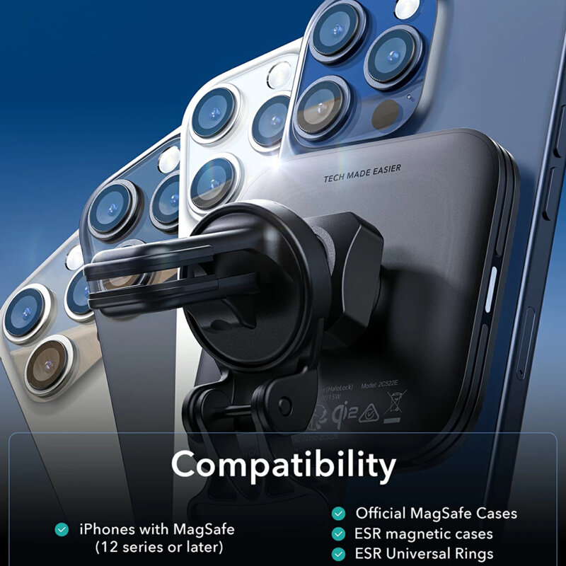 Suport auto telefon incarcare MagSafe Qi2 ESR CryoBoost HaloLock