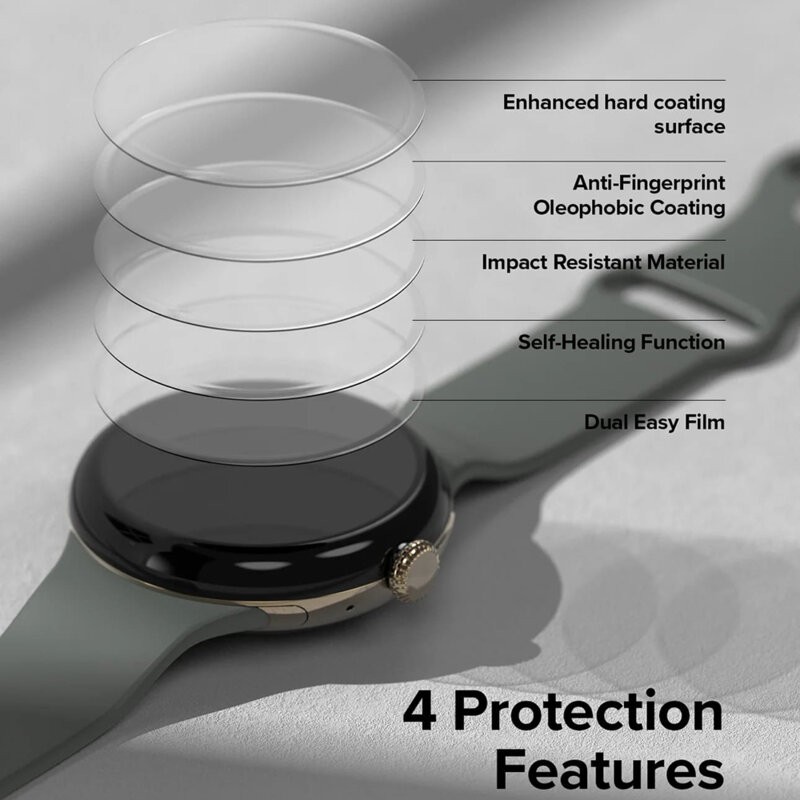 [Pachet 3x] Folie Google Pixel Watch 3 41mm Ringke Dual Easy Film, transparenta