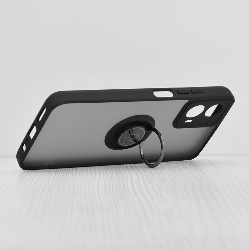 Husa Motorola Moto G45 Techsuit Glinth cu inel suport stand magnetic, negru