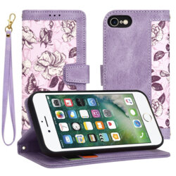 Husa personalizata fete iPhone 8 Techsuit FlipCraft, mov