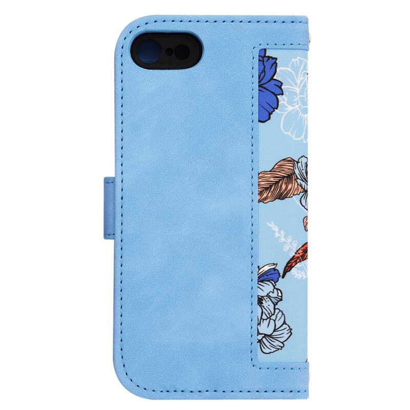 Husa personalizata fete iPhone SE 3, SE 2022 Techsuit FlipCraft, bleu