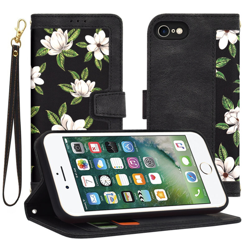 Husa personalizata fete iPhone 8 Techsuit FlipCraft, negru
