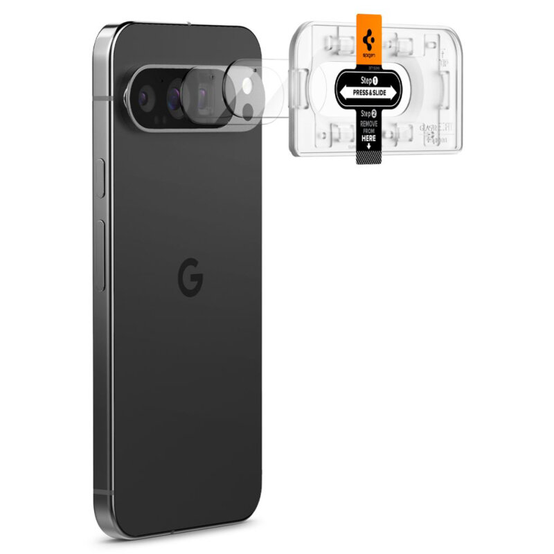 [Pachet 2x] Folie sticla camera Google Pixel 9 Pro Spigen Glas.tR Optik EZ Fit, transparenta