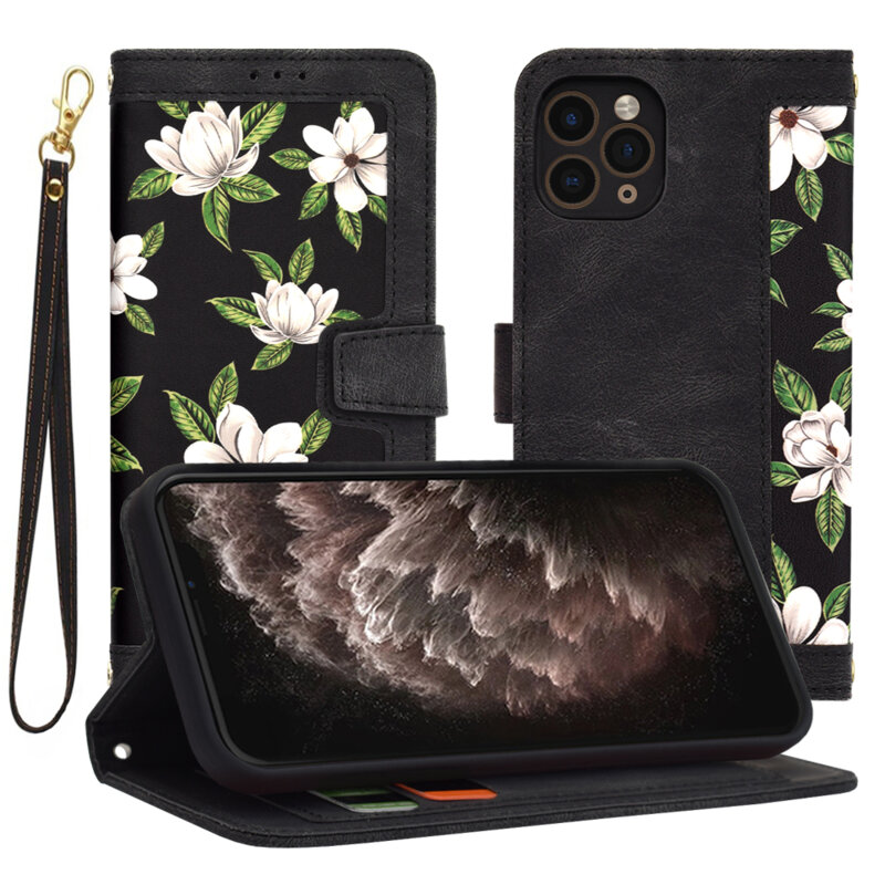 Husa personalizata fete iPhone 11 Pro Techsuit FlipCraft, negru