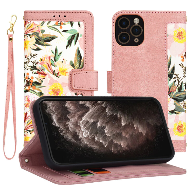 Husa personalizata fete iPhone 11 Pro Techsuit FlipCraft, roz