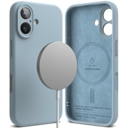 Husa iPhone 16 Ringke Silicone Magnetic MagSafe, bleu