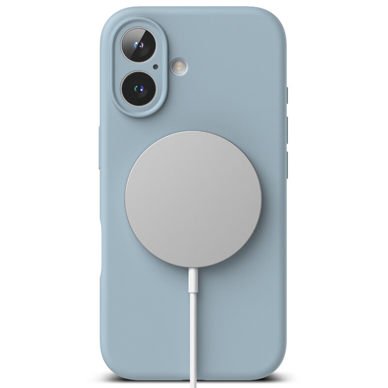 Husa iPhone 16 Ringke Silicone Magnetic MagSafe, bleu