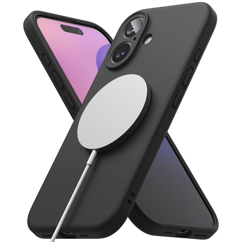 Husa iPhone 16 Plus Ringke Silicone Magnetic MagSafe, negru