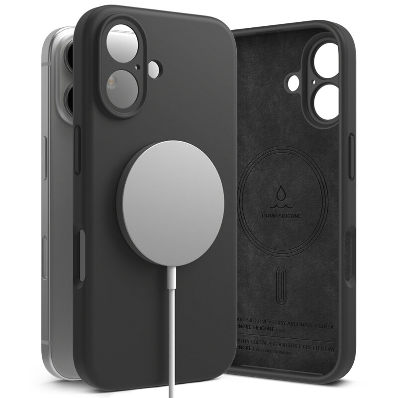 Husa iPhone 16 Plus Ringke Silicone Magnetic MagSafe, negru