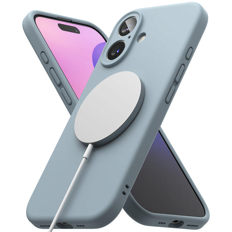 Husa iPhone 16 Plus Ringke Silicone Magnetic MagSafe, bleu