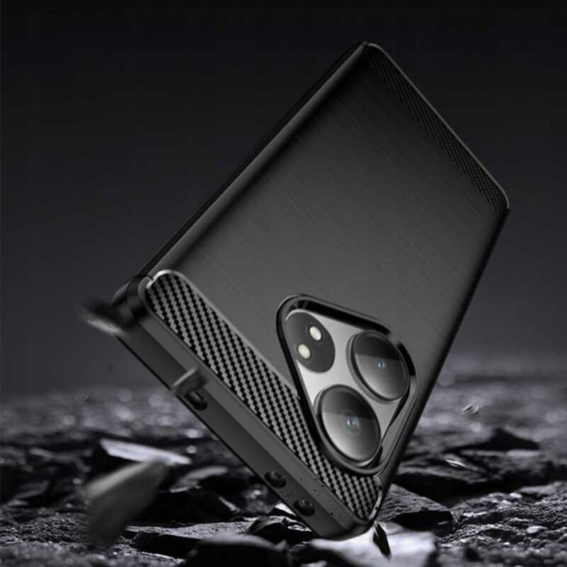 Husa Realme GT 6T Techsuit Carbon Silicone, negru