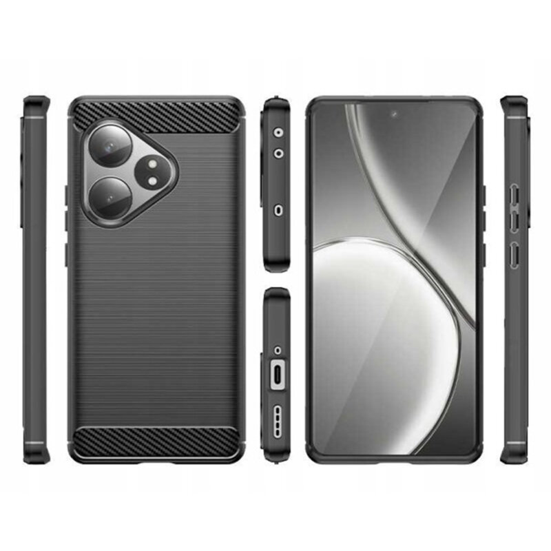 Husa Realme GT 6 Techsuit Carbon Silicone, negru