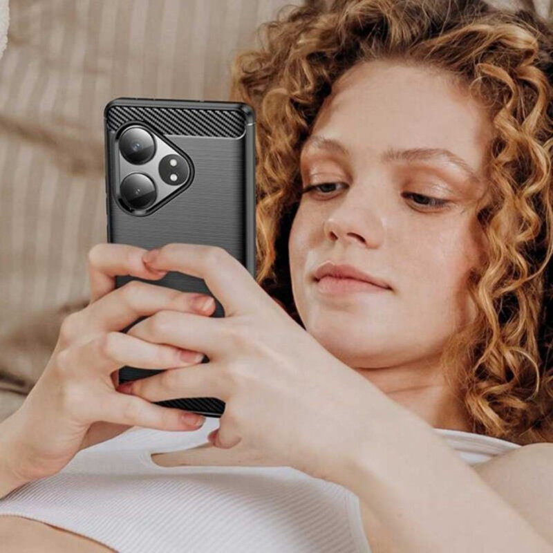 Husa Realme GT 6 Techsuit Carbon Silicone, negru