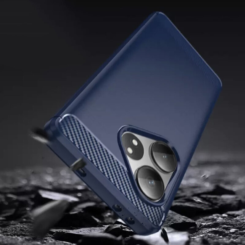 Husa Realme GT 6T Techsuit Carbon Silicone, albastru