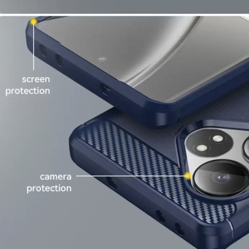 Husa Realme GT 6 Techsuit Carbon Silicone, albastru