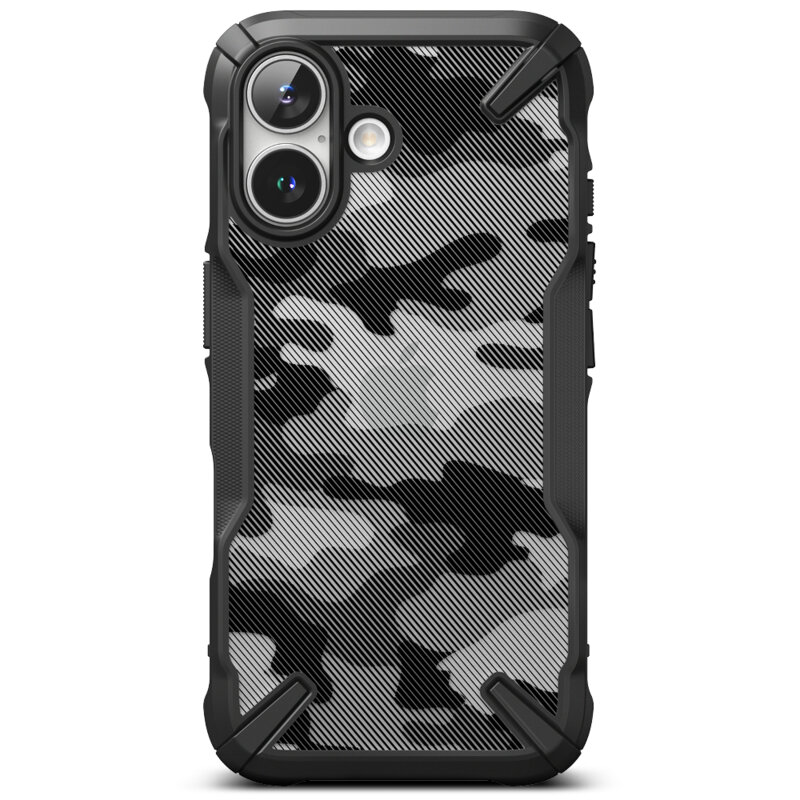 Husa iPhone 16 Ringke Fusion X Design, camo black