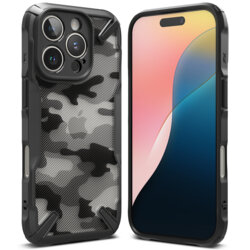 Husa iPhone 16 Pro Ringke Fusion X Design, camo black