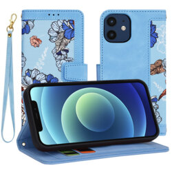 Husa personalizata fete iPhone 12 Pro Techsuit FlipCraft, bleu