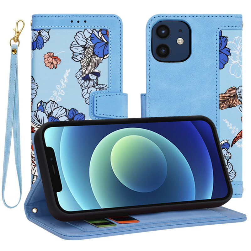 Husa personalizata fete iPhone 12 Pro Techsuit FlipCraft, bleu