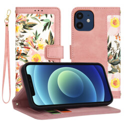 Husa personalizata fete iPhone 12 Pro Techsuit FlipCraft, roz