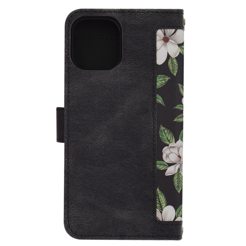 Husa personalizata fete iPhone 12 Techsuit FlipCraft, negru