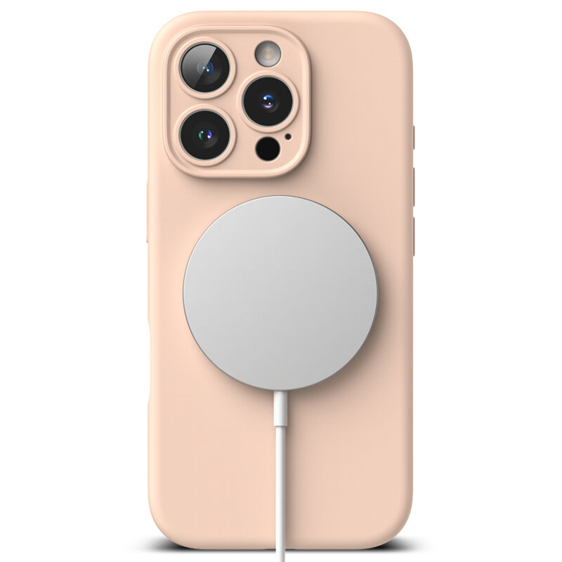 Husa iPhone 16 Pro Ringke Silicone Magnetic MagSafe, roz