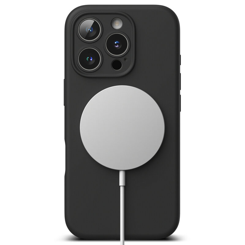 Husa iPhone 16 Pro Ringke Silicone Magnetic MagSafe, negru