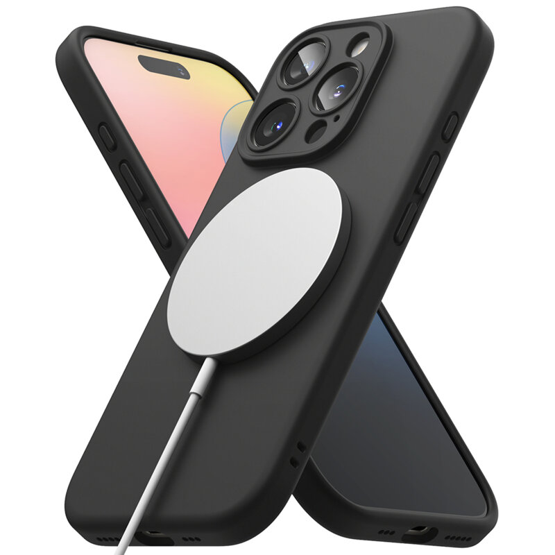 Husa iPhone 16 Pro Ringke Silicone Magnetic MagSafe, negru