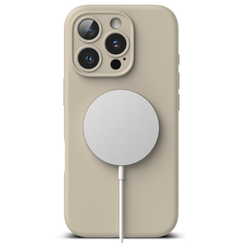 Husa iPhone 16 Pro Max Ringke Silicone Magnetic MagSafe, crem