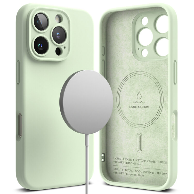 Husa iPhone 16 Pro Max Ringke Silicone Magnetic MagSafe, verde