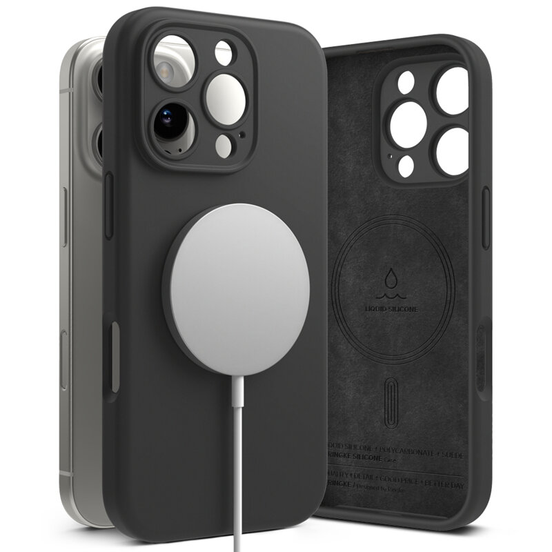 Husa iPhone 16 Pro Max Ringke Silicone Magnetic MagSafe, negru