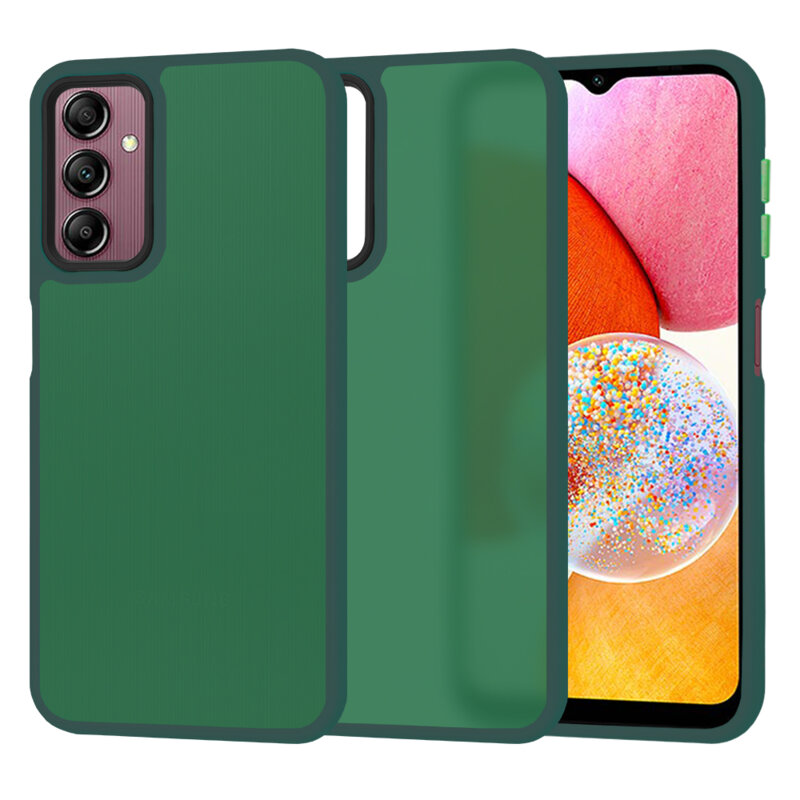 Husa Samsung Galaxy A14 4G Techsuit HaloFrost Series, verde inchis