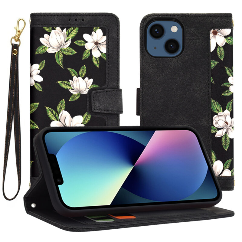 Husa personalizata fete iPhone 13 Techsuit FlipCraft, negru