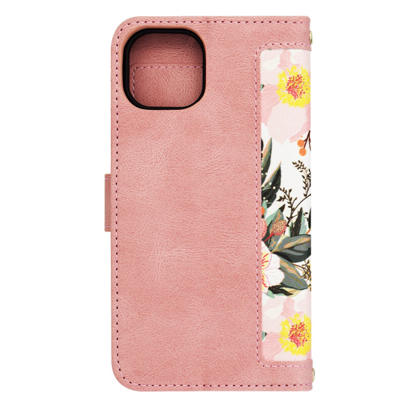 Husa personalizata fete iPhone 13 Techsuit FlipCraft, roz