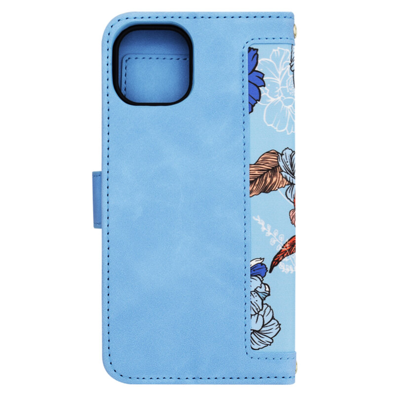 Husa personalizata fete iPhone 13 Techsuit FlipCraft, bleu