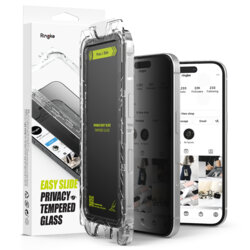 [Pachet 2x] Folie sticla iPhone 15 Plus Ringke Easy Slide Tempered Glass, privacy
