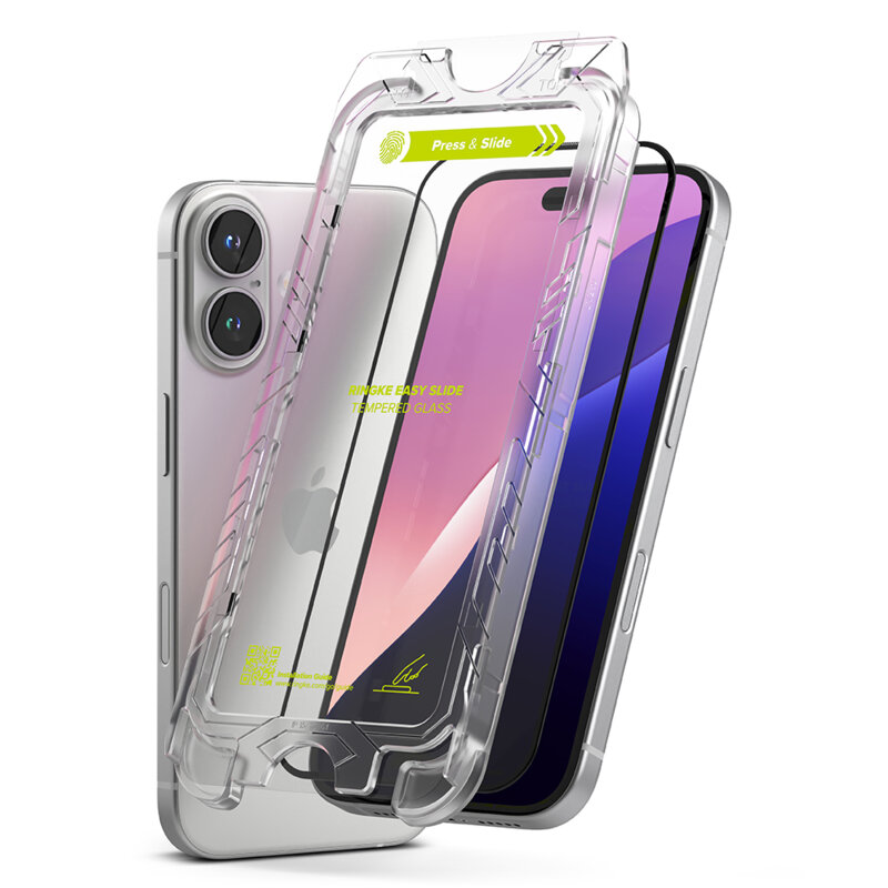 [Pachet 2x] Folie sticla iPhone 15 Plus Ringke Easy Slide Tempered Glass, transparenta