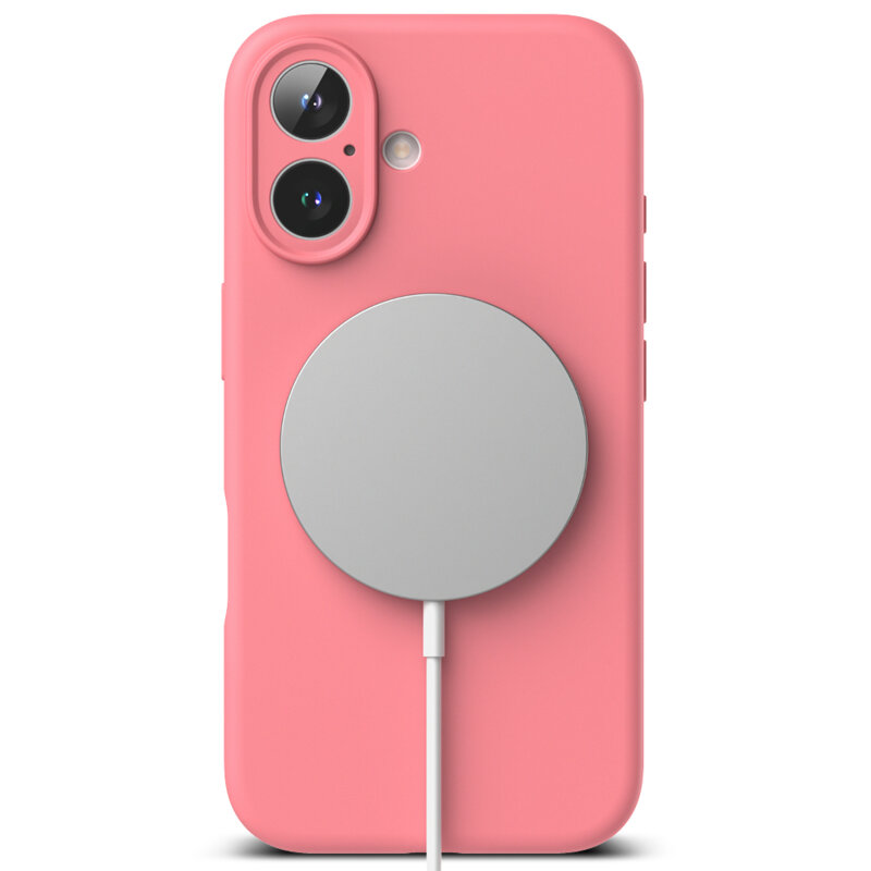 Husa iPhone 16 Ringke Silicone Magnetic MagSafe, roz