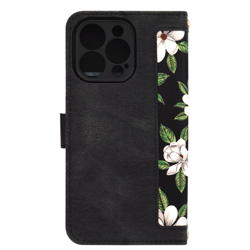 Husa personalizata fete iPhone 13 Pro Techsuit FlipCraft, negru