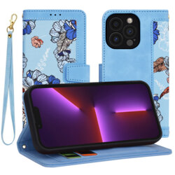 Husa personalizata fete iPhone 13 Pro Techsuit FlipCraft, bleu