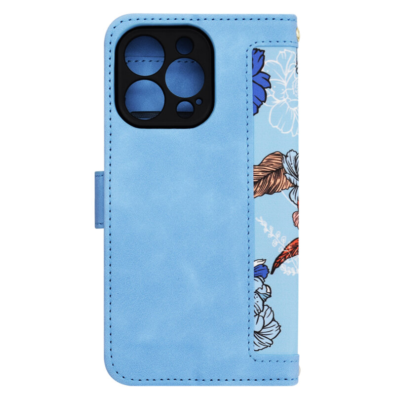 Husa personalizata fete iPhone 13 Pro Techsuit FlipCraft, bleu
