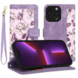Husa personalizata fete iPhone 13 Pro Techsuit FlipCraft, mov
